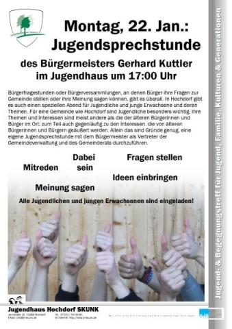 Plakat Jugendsprechstunde des Bürgermeisters